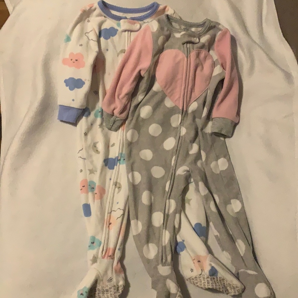 Girls fleece sleepers x2